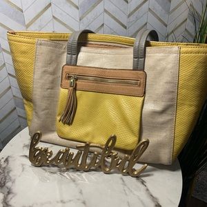 Yellow and Tan Shoulder Bag